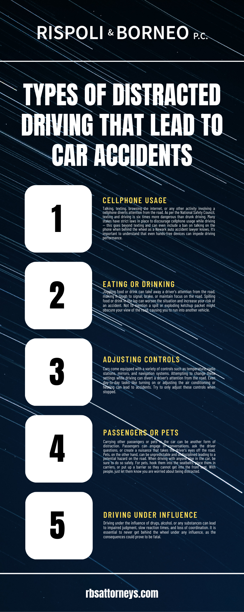 TYPES OF DISTRACTED DRIVING THAT LEAD TO CAR ACCIDENTS INFOGRAPHIC